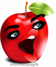 Une pomme rouge avec une bouche