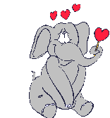 une animation gif elephant amoureux avec des coeurs