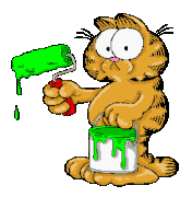 Image gif Garfield avec un rouleau de peinture