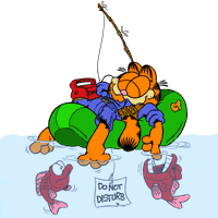 Garfield qui peche des poissons