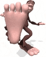 Gif singe 3D avec gros pied