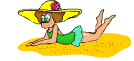 Gifs femme sur la plage de sable avec chapeau
