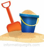 Un pot de sable et une pelle jouet