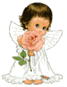 Image gif ange avec une rose pleine de coeurs
