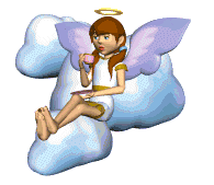 Gifs ange femme qui boit le café sur un nuage blanc