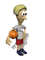 Un joueur de basket avec son ballon rond