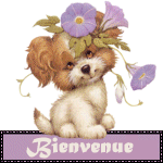 petit chien avec fleur