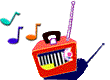 Image gif chaine hifi radio avec note de musique