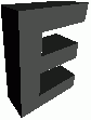 Lettre E 3D noire
