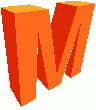 Orange lettre M en 3D
