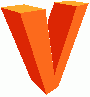 clipart V 3D orange