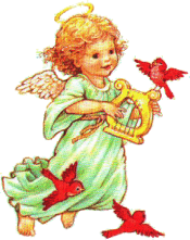 Image cherubin avec aureole et harpe
