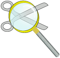 ciseaux et loupe de recherche