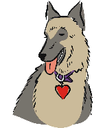 clipart berger allemand avec un collier coeur