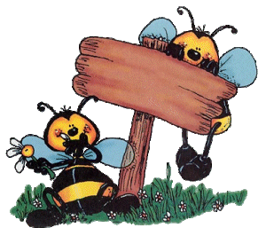 Les abeilles avec un panneau