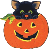 clipart citrouille avec un chat noir