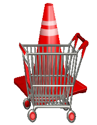 Cone et caddie de magasin