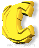 Clipart C jaune et en 3d