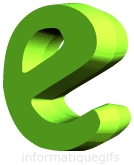 la lettre E vert et 3D
