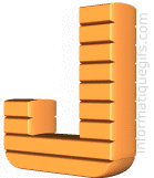 Clipart lettre J 3D orange