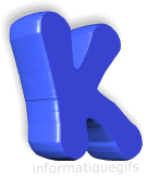 Clipart lettre K bleu et 3D