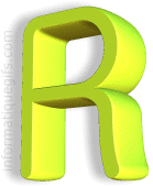 Grande lettre R de couleur verte