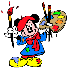 mickey avec palette de couleurs