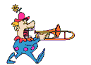 Clown qui joue de la trompette