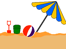 sable avec parasol et ballon