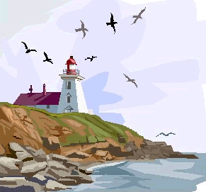 clipart paysage phare et montagne