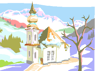 clipart paysage eglise