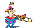 Gif anime clown qui joue de la trompette