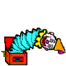 Image gif clown du cirque qui sort de la boite