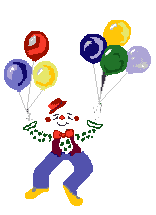 gifs clown comique avec des ballons