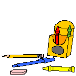 Des crayons de couleurs avec une gomme et boite