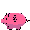 Image gif cochon rose avec un dollar