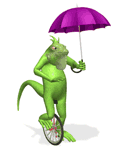 Gif anime iguane avec un parapluie