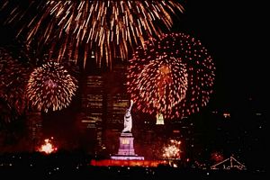 feu d'artifice statue de la liberté