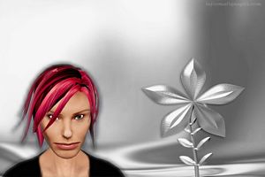 Fond personnage avec cheveux rose en 3D
