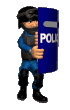 Animation gif policier avec son bouclier de protection