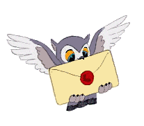 GIF hibou avec enveloppe contenant un message