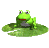 Animation gif grenouille verte sur une feuille