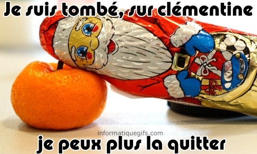 Un pere noel en chocolat et clementine