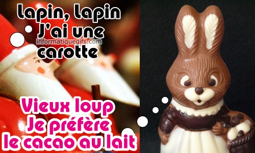 Un papa noel et un lapin au chocolat