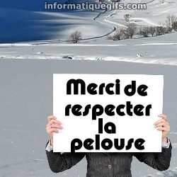 Neige et panneau pelouse