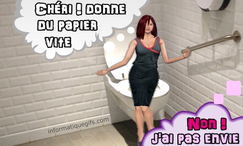 une femme au wc sans papier