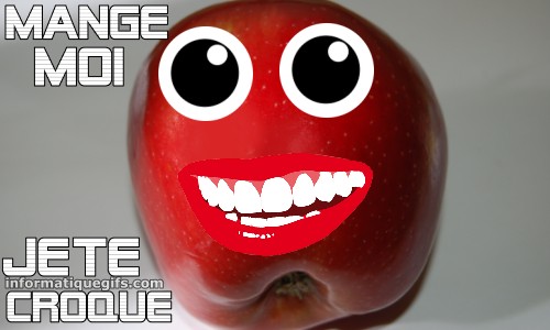 Pomme rouge avec sourire et yeux