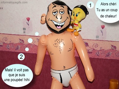 Image humour titi et sa poupee en plastique