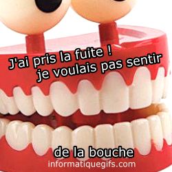 Dentier insolite avec dent blanche