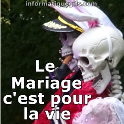Photo mariage pour la vie avec squelette